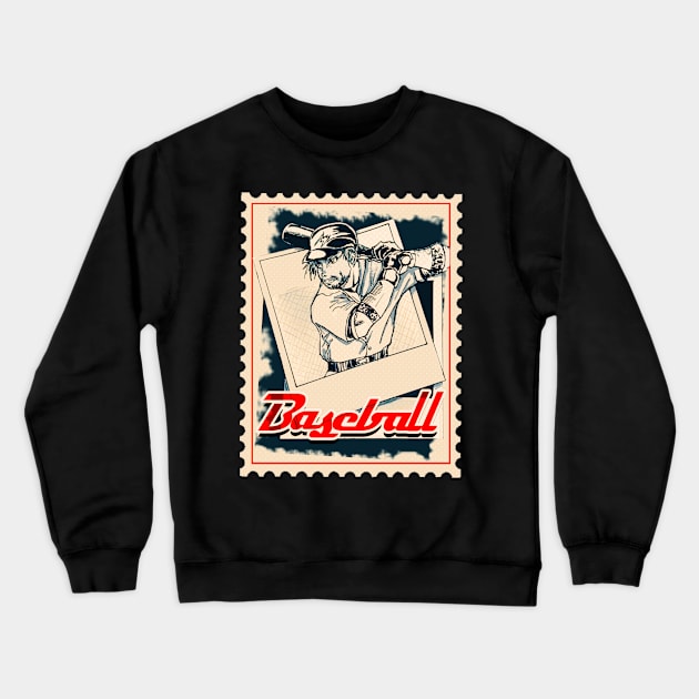 Baseball vintage card stamps Sports Fanatic Crewneck Sweatshirt by Estef Mos Art